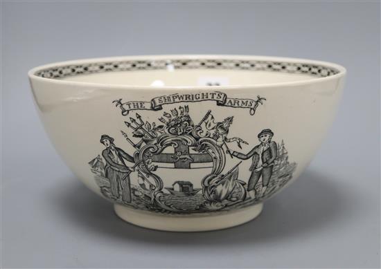 An Adams creamware Ship Caroline bowl diameter 25cm